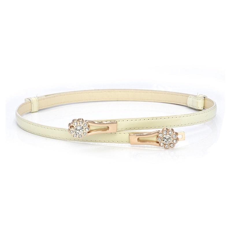Johnifashion Thắt lưng da nữ bản nhỏ khoá hoa thời trang- phong cách Hàn Quốc, dây lưng nữ khoá hoa đính đá