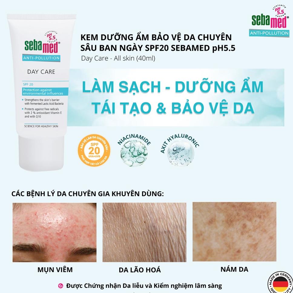 Kem dưỡng ẩm bảo vệ da chuyên sâu ban ngày SPF20 Sebamed pH5.5 40ml