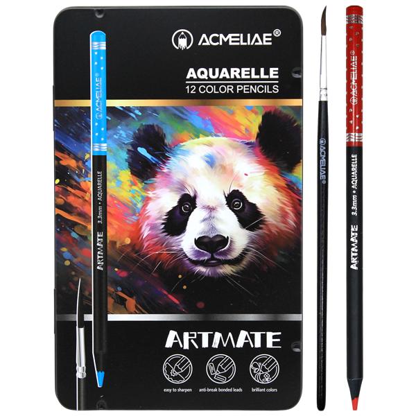 Hộp Thiếc 12 Bút Chì Màu Nước Kèm Cọ - Acmeliae ART-AQ12