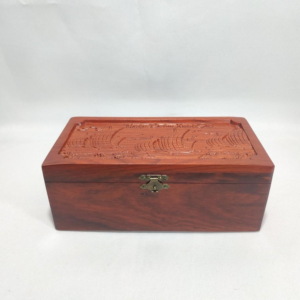 Hộp đựng CON DẤU CÔNG TY, đựng trang sức GỖ HƯƠNG chạm THUẬN BUỒM XUÔI GIÓ CỰC ĐẸP