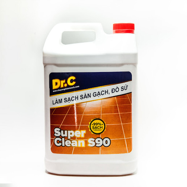 Làm sạch Sàn Gạch, Thiết bị Men Sứ Dr.C – Super Clean S90 Tẩy Xi Măng, Vôi Vữa Trên Bề Mặt Sàn Gạch – 5 Lít