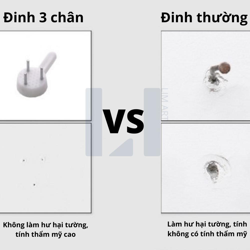 Combo 5, 10, 20 đinh 3 chân treo tranh ảnh, đinh đóng tường ba chân.