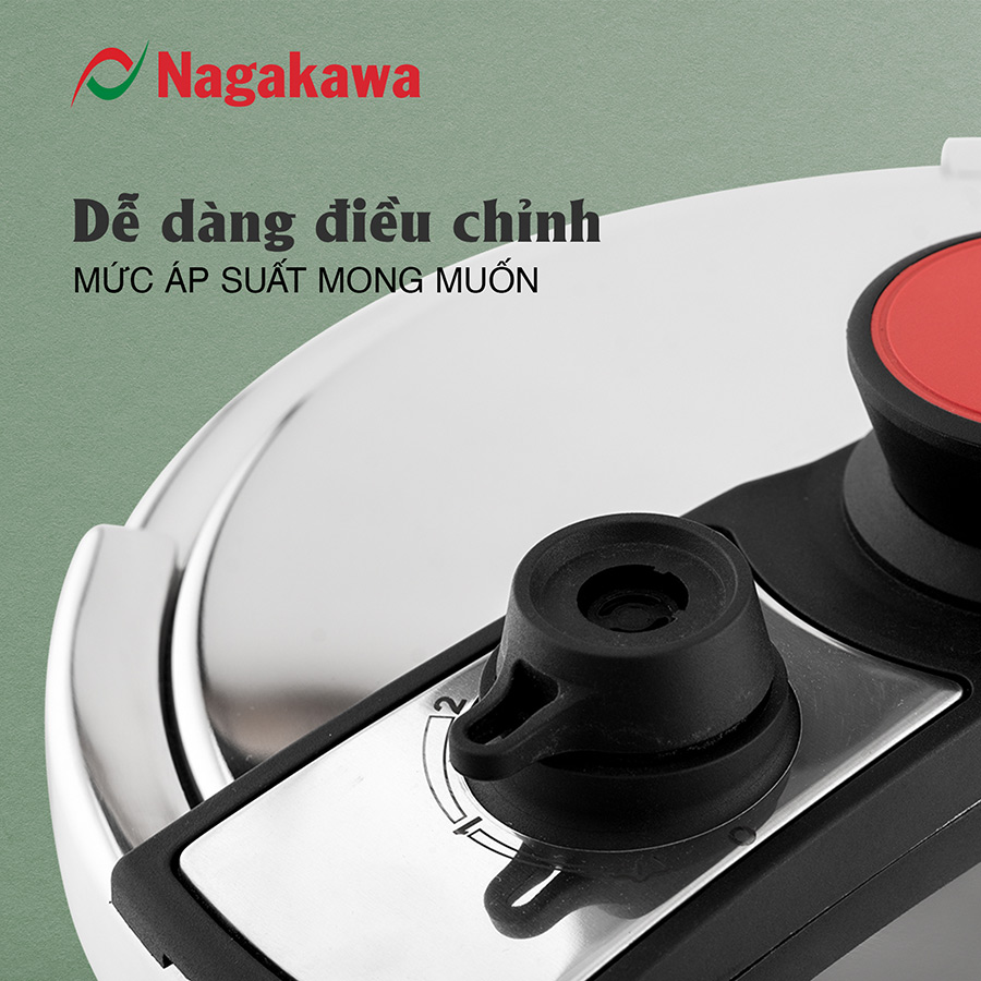 Nồi Áp Suất Đáy Từ Đa Lớp Nagakawa NAG1473  - Lòng Nồi Inox 304, Van Kép 3 Cấp An Toàn