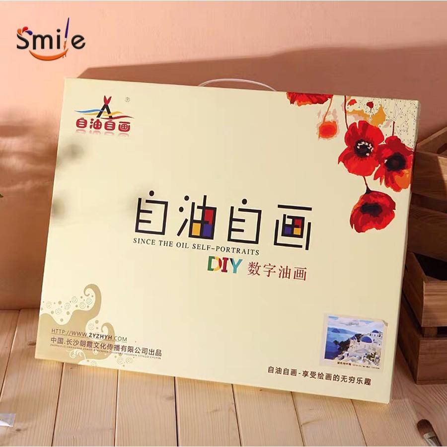 Tranh tô màu theo số sơn dầu số hóa cao cấp Smile FMFP Hoa hồng trắng Van Gogh H41107