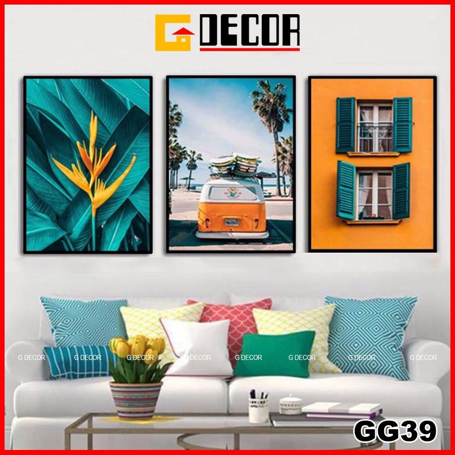 Tranh treo tường canvas khung gỗ 3 bức phong cách hiện đại Bắc Âu tranh decor trang trí phòng khách phòng ngủ spa 39