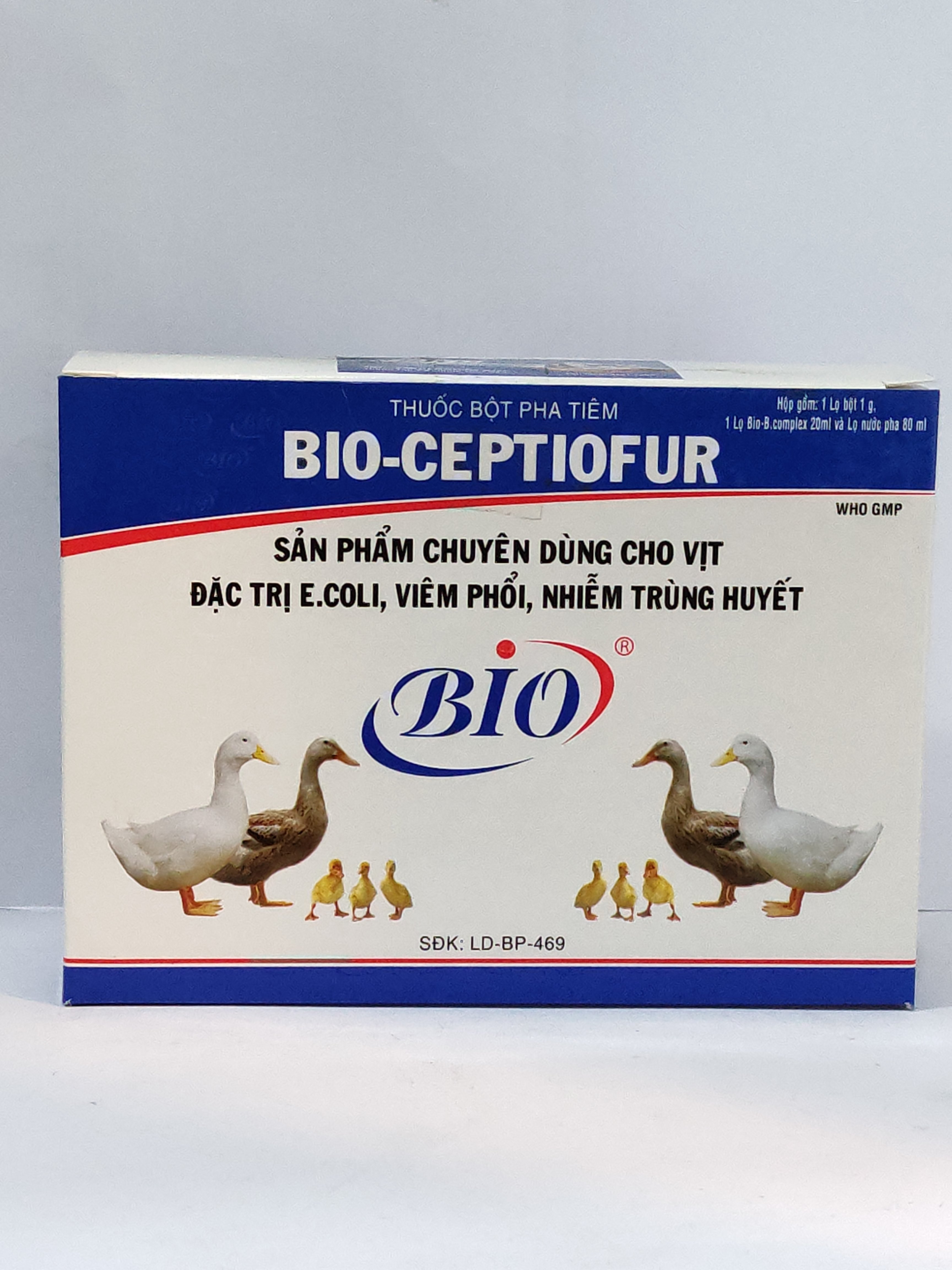 BIO CEPTIOFUR 100ML Thuốc bột pha tiêm đặc trị e.coli, viêm phổi, nhiễm trùng huyết, bại huyết trên vịt