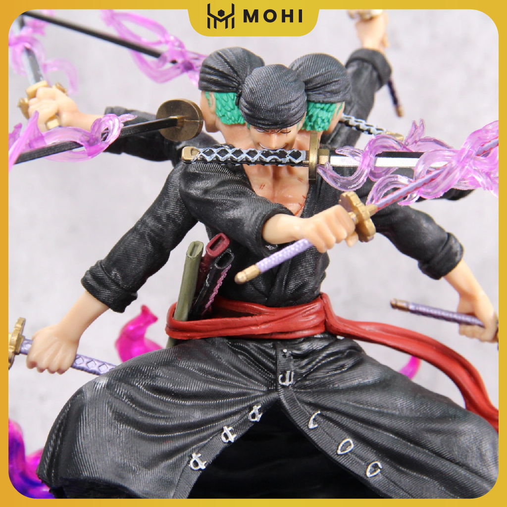 [Có bản LED] - Mô Hình OnePiece Zoro Asura 3 đầu 6 tay siêu ngầu - Cao 39cm - Figure OnePiece - Hộp màu