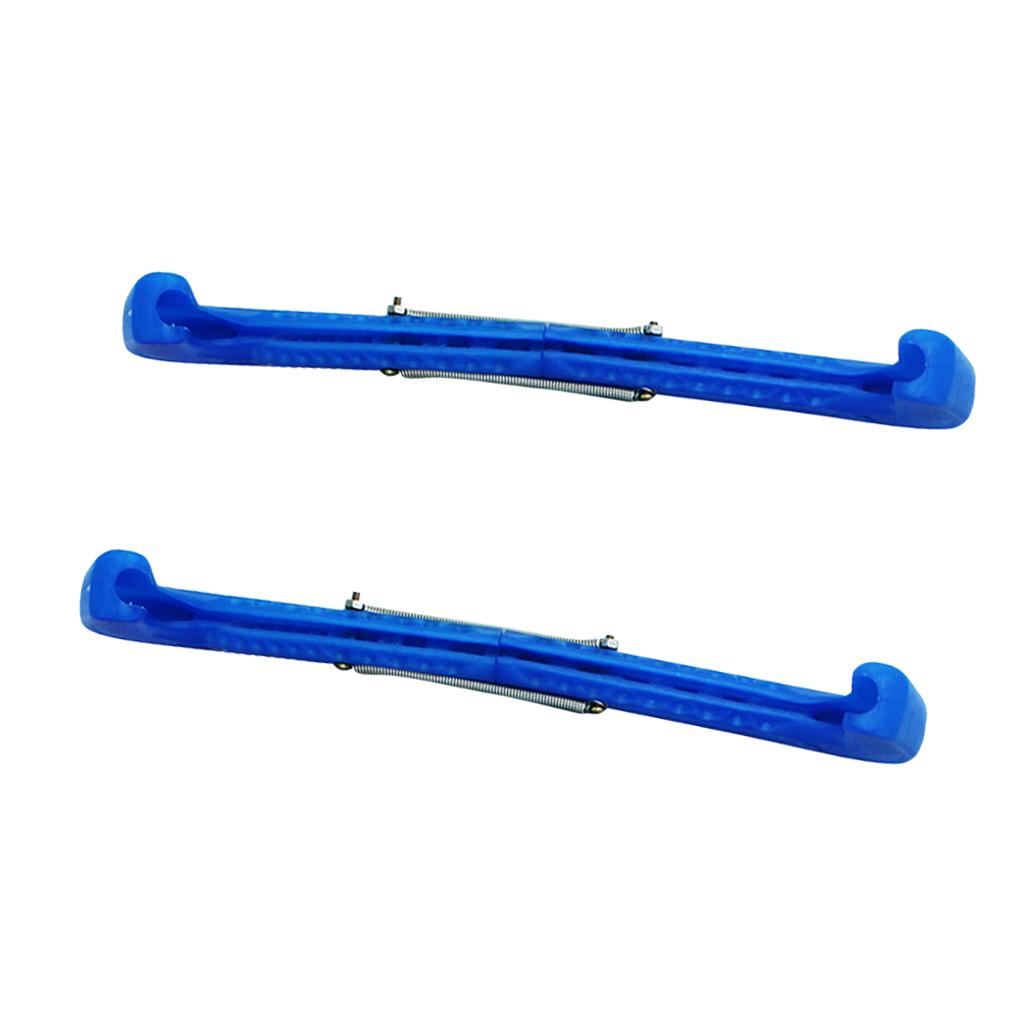 1 Pair Blue Plastic Ice Hockey Skate Skating Blade Covers Adjustable