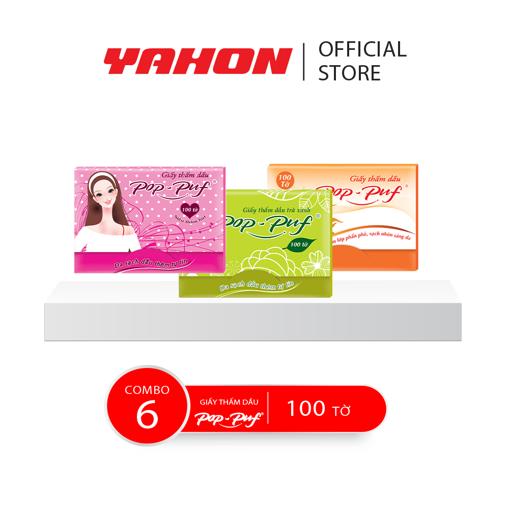 Combo 6 Hộp Giấy Thắm Dầu POP-PUF , 100 Tờ/Hộp