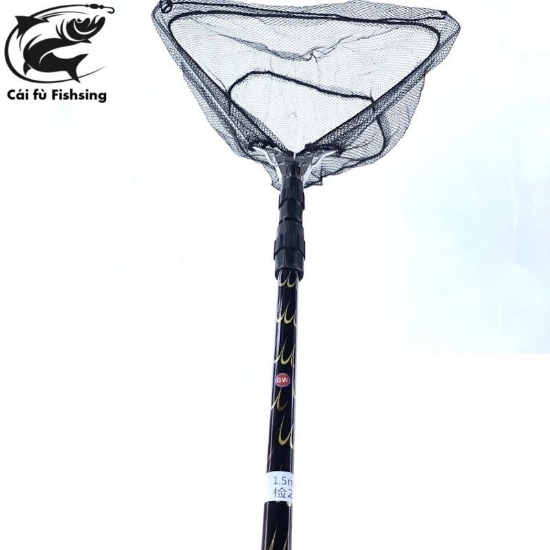 Vợt vớt cá GW , dài 1m5 , vành tam giác thu gọn 55cm