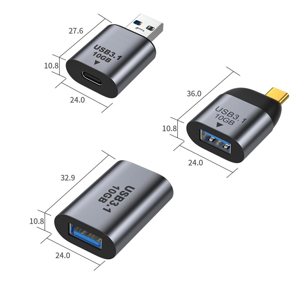 Đầu chuyển Usb 3.1 ra Type-c 10Gbps, 5v3a vỏ nhôm - Hồ Phạm