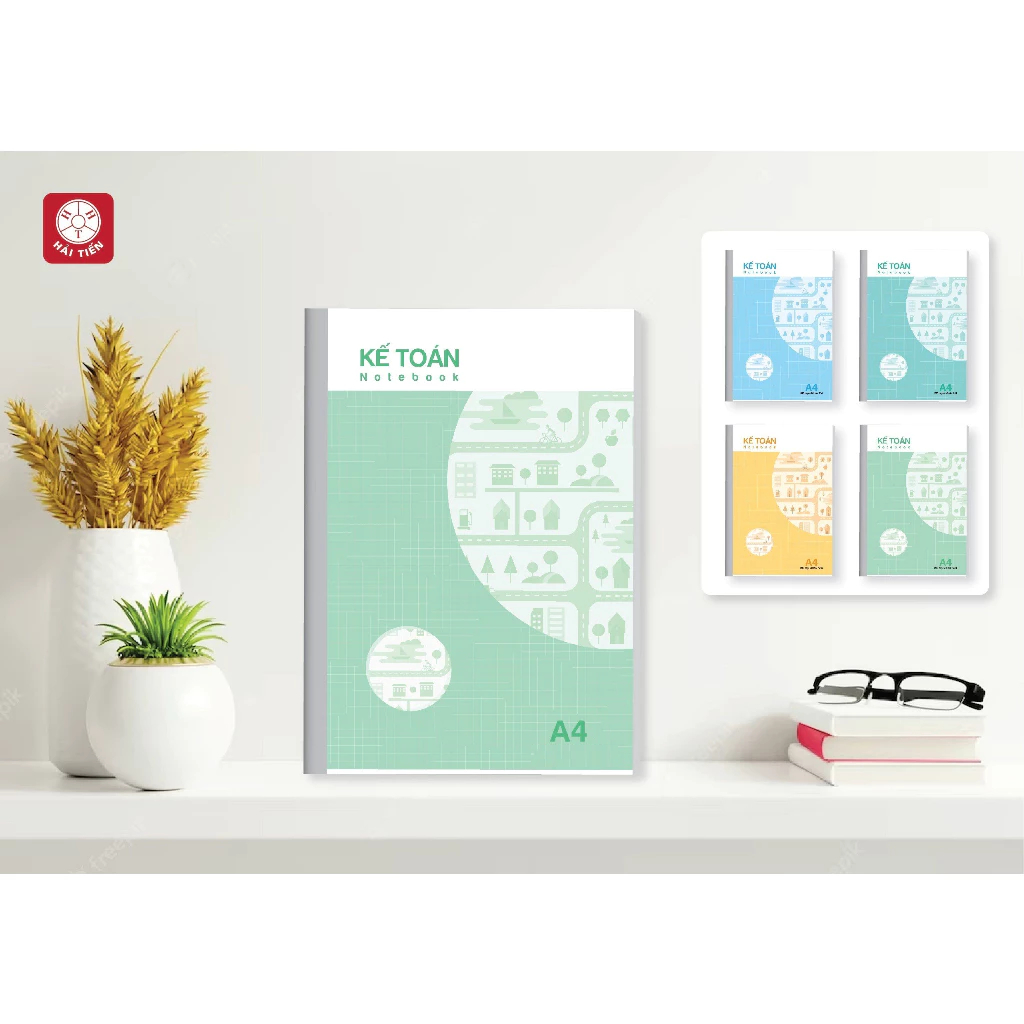 Lốc 5 sổ kế toán tổng hợp khổ A4 Hải Tiến 3033 / 3040 / 3576 dòng kẻ ngang