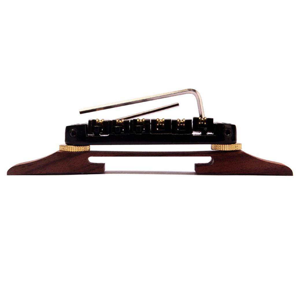ARCHTOP JAZZ GUITAR BRIDGE WITH ROLLER SADDLES, ROSEWOOD BASE