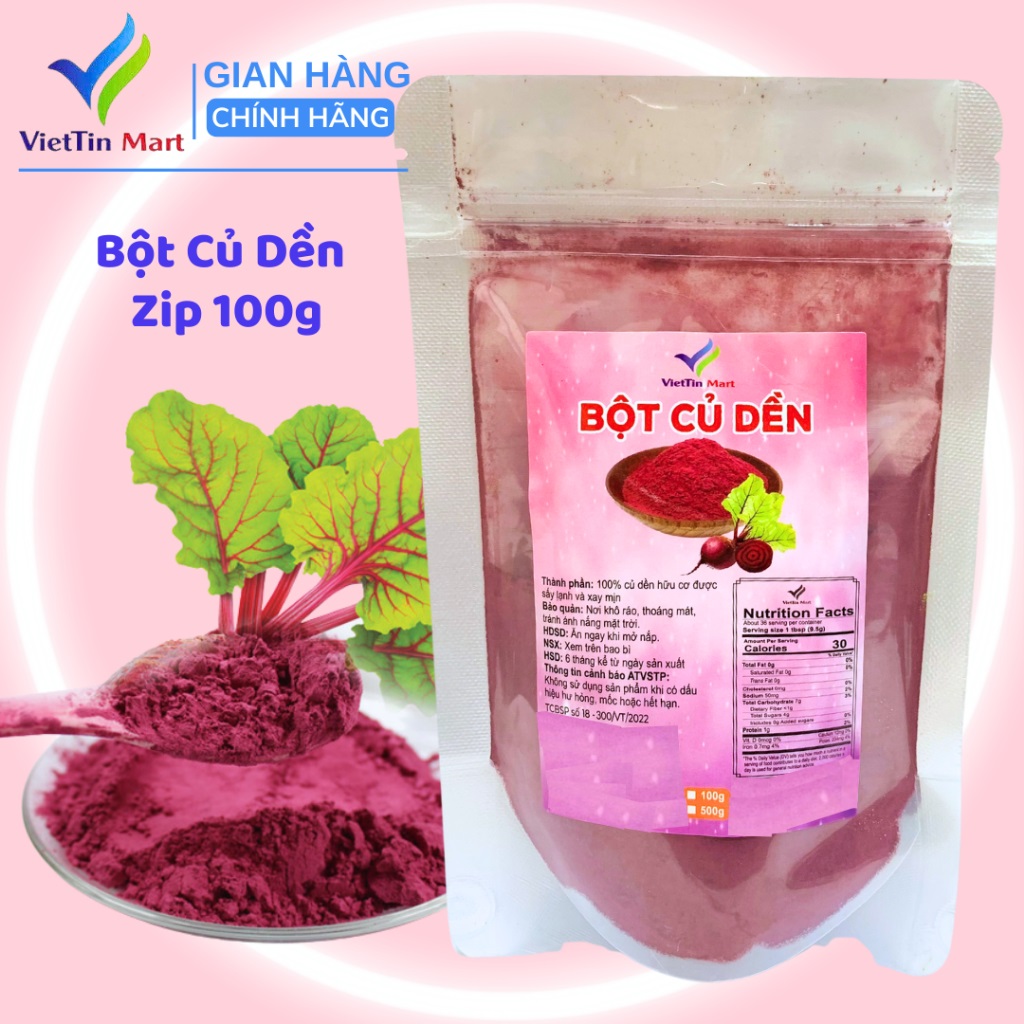 Bột Củ Dền Đỏ Nguyên Chất Sấy Lạnh Viettin Mart - Zip Bạc 100G