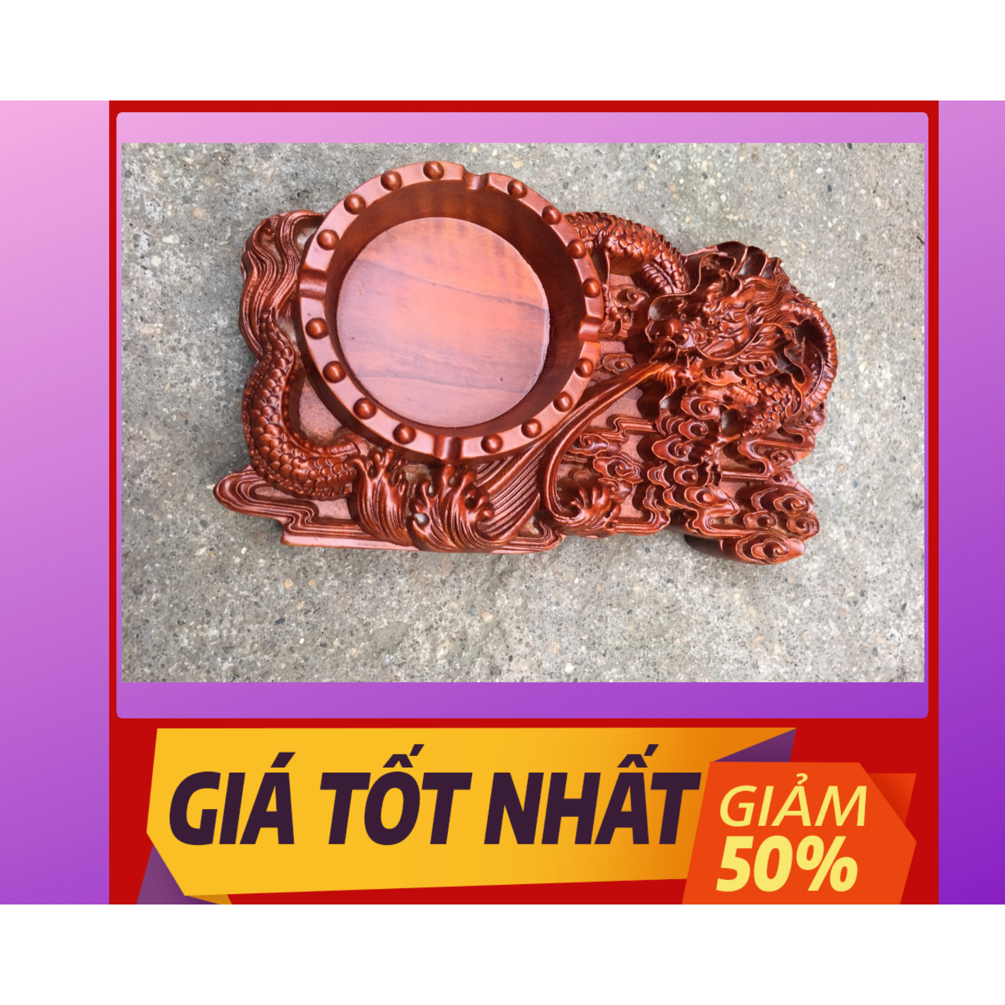 Gạt tàn thuốc lá trạm rồng gỗ hương cao cấp