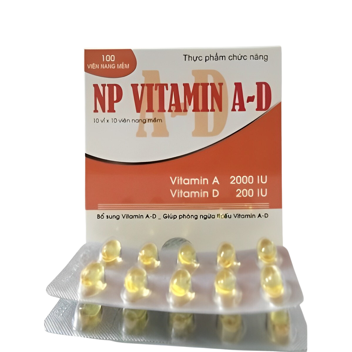 ￼Viên uống VITAMIN AD -Hộp 100 viên - Sáng mắt đẹp da ,Giúp trẻ chắc xương, phát triển hệ xương khẻo mạnh, cao lớn., Vinaphar