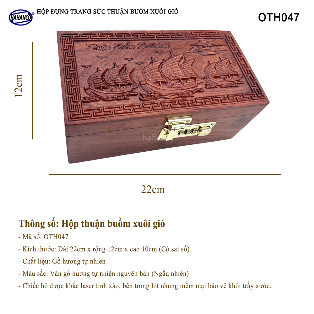 Hộp Đựng Trang Sức Thuận Buồm Xuôi Gió Bằng Gỗ Hương Có Mã Số An Toàn - OTH047