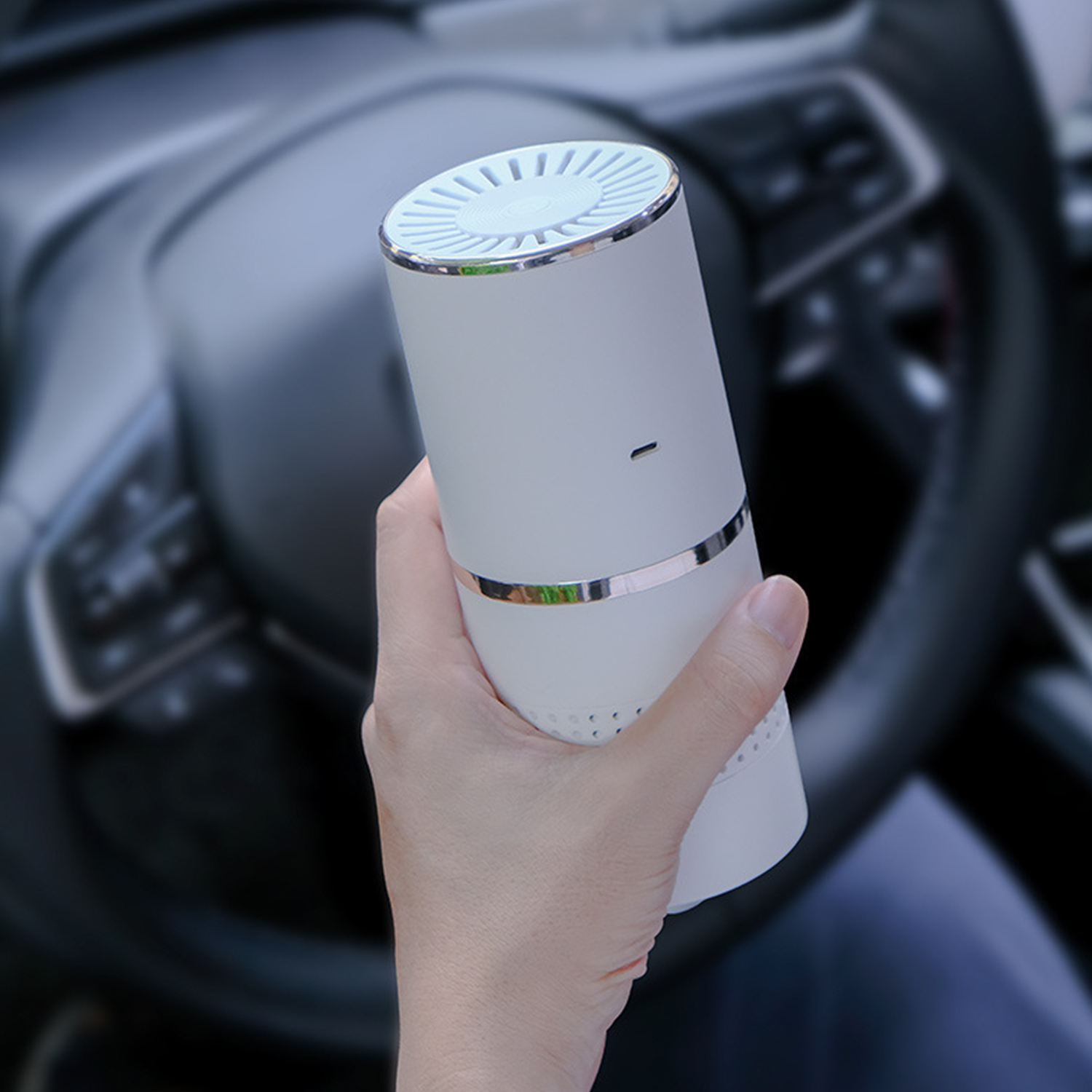 Máy lọc không khí để bàn mini kèm đèn led để ngủ, hoạt động yên tĩnh, sạc USB