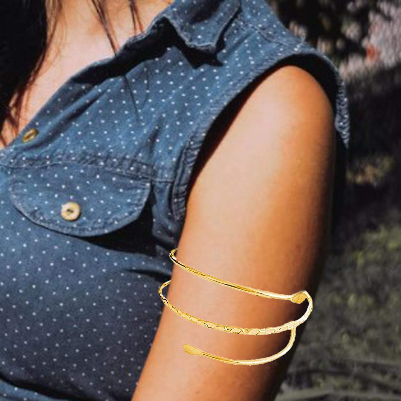 Minimalist Metal   Upper Arm Cuff Bracelet Armlet Armband Bangle Golden