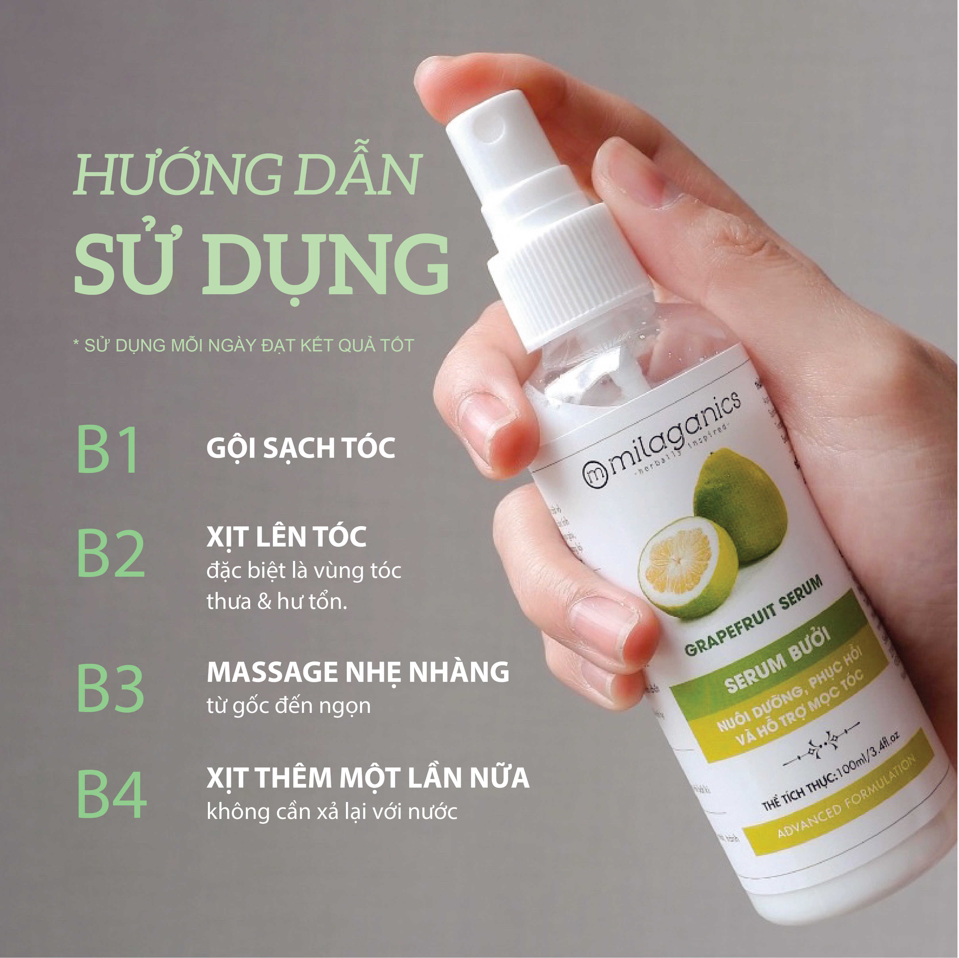 Combo 2 Serum Bưởi Milaganics (100ml/ Chai)