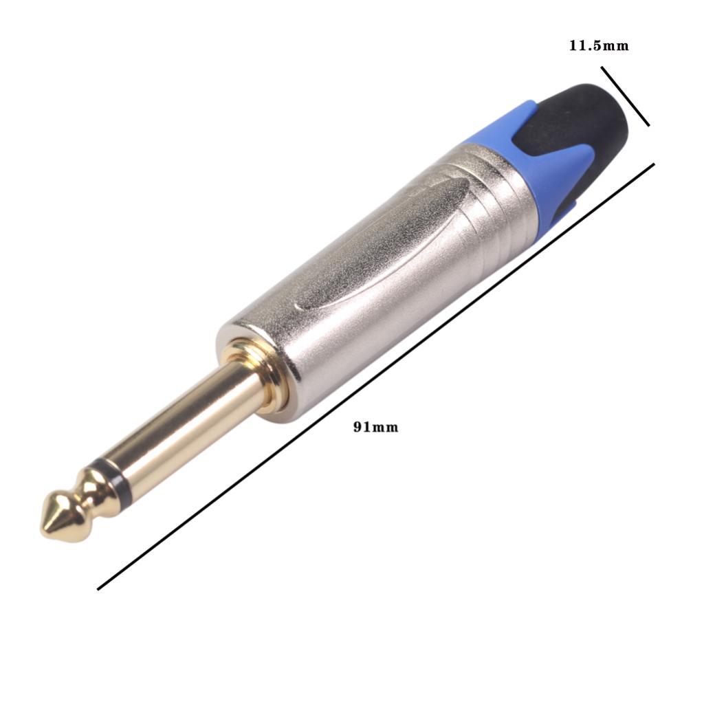 Pack of 2 1/4 6.35mm Stereo Solder Connector Jack Plug Mixer Microphone