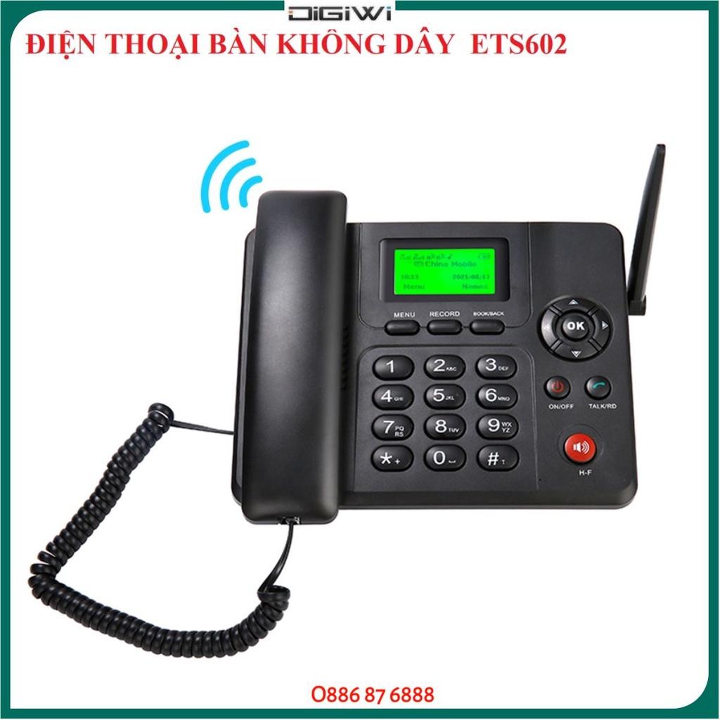 Điện Thoại Bàn Không Dây Dùng Sim ETS 602: 2 Sim 2 Sóng, Ghi Âm Cuộc Gọi, Pin Trâu, Loa To, Mẫu Mới 2023