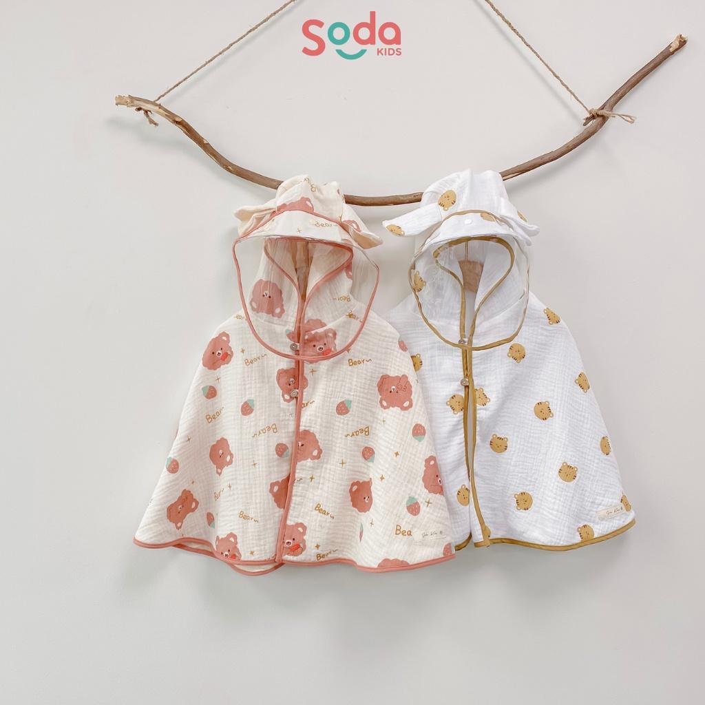 Áo choàng cho bé SODA KIDS chất liệu xô Muslin mềm, mát kèm tấm chắn bụi, giọt bắn