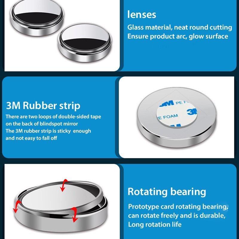Bộ 2 gương chiếu hậu góc rộng 360 độ có thể điều chỉnh góc nhìn điểm mù cho xe hơi