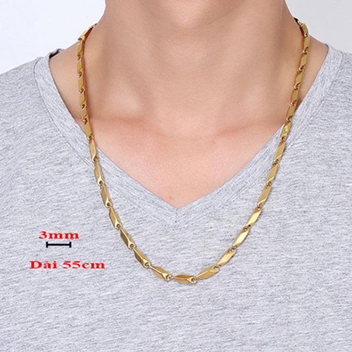 Dây chuyền nam titan cao cấp sang trọng inox thép không gỉ hỏa tiển trangsucpt kích cỡ 3mm PTDCNA31