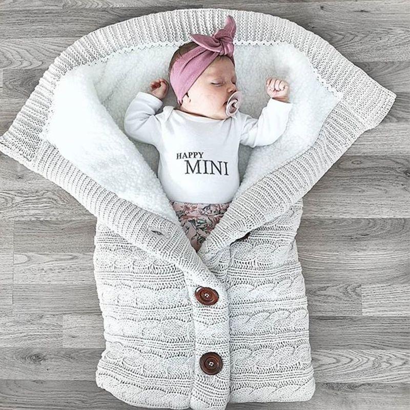 Túi Ngủ Cho Bé Bao Da Mùa Đông Trẻ Em Sleepsack Footmuff Cho Xe Đẩy Đan Ngủ Tất Sơ Sinh Đầm Len Dệt Kim Tã Cocoon
