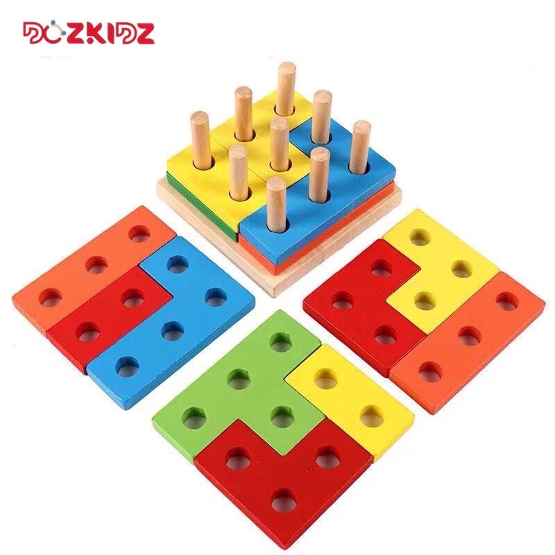 Đồ chơi gỗ thông minh- Xiên cọc zic zắc tư duy Logic - DOZKIDZ