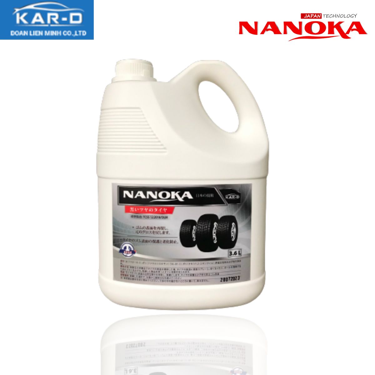 Combo 2 chai Vệ sinh nội thất ô tô Nanoka 250ml và Dướng đen bóng lốp Nanoka 3,6L