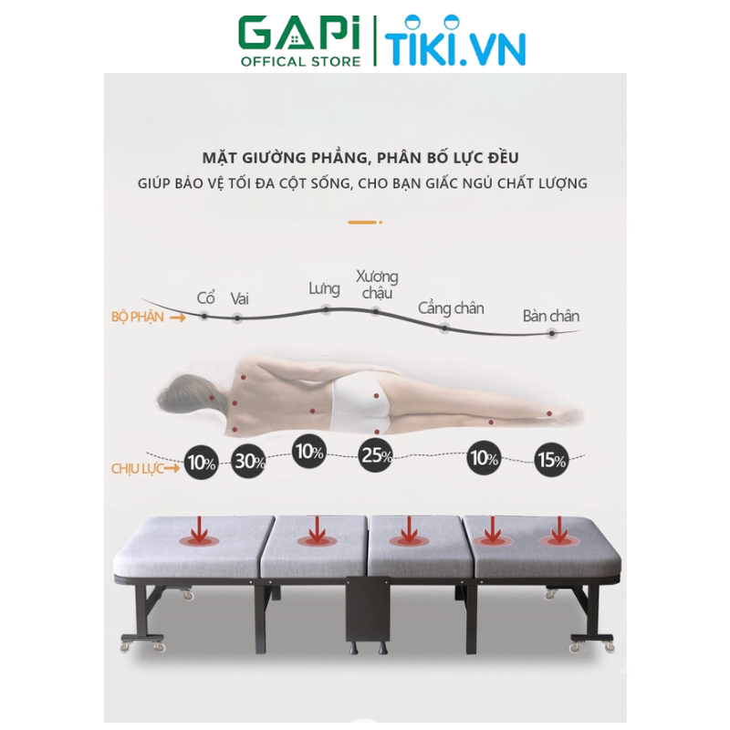 Giường gấp gọn thông minh GAPI, giường gấp sofa tiện ích, có bánh xe di chuyển dễ dàng, khung sắt chắc chắn GM64