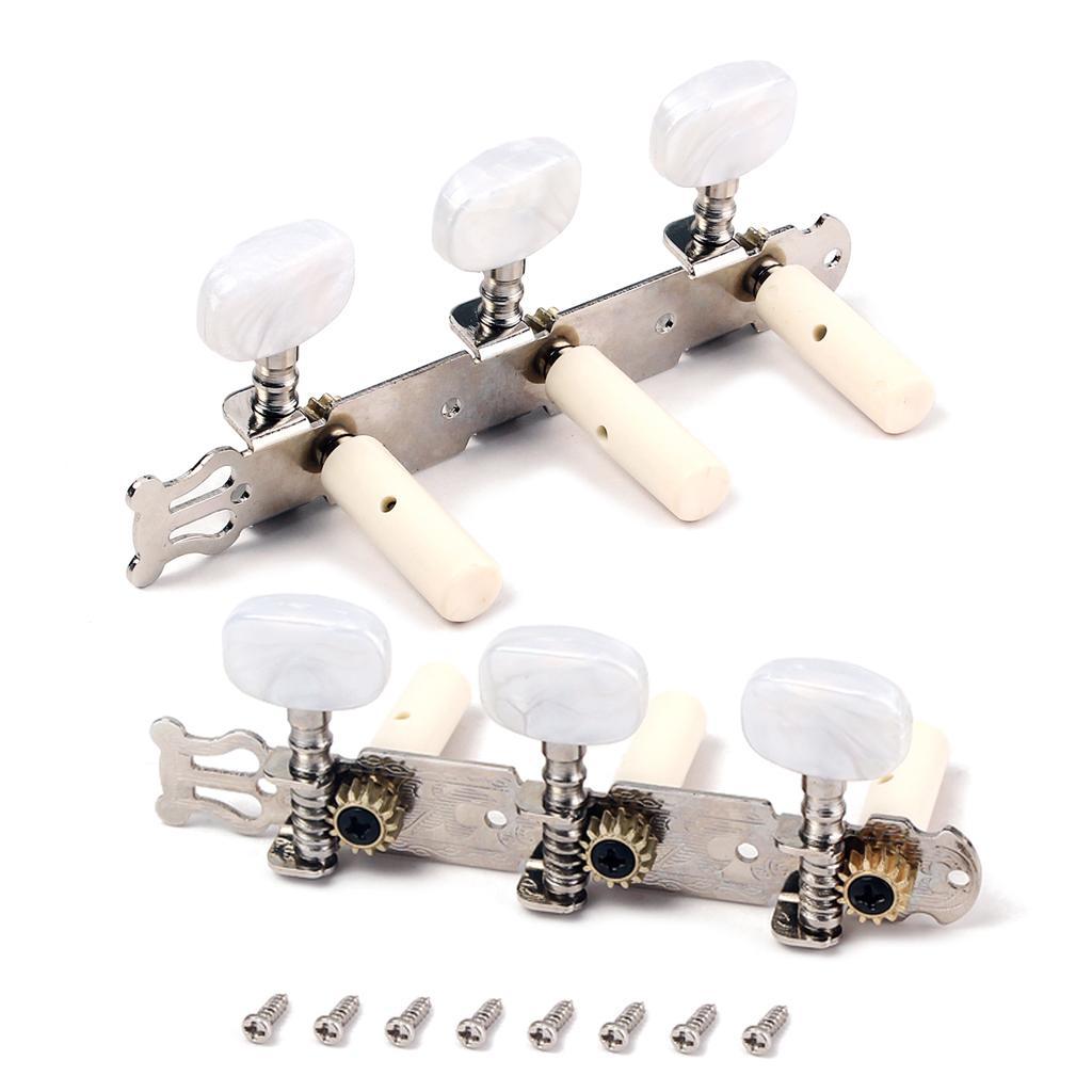 Classical Guitar Tuner Tuning Keys Pegs Machine Heads Complete Set Chrome