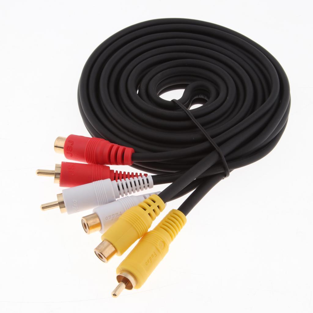 1.8m 3 RCA to 3 RCA Male to Female Audio Video Extension Cable Cord for TV