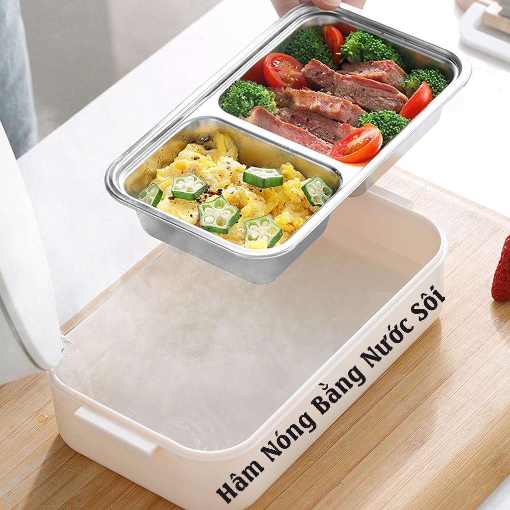 Hộp Đựng Cơm Và Thức Ăn 2 Tầng Kèm Túi Và Bộ Đũa Thía Inox Có Hộp Đựng