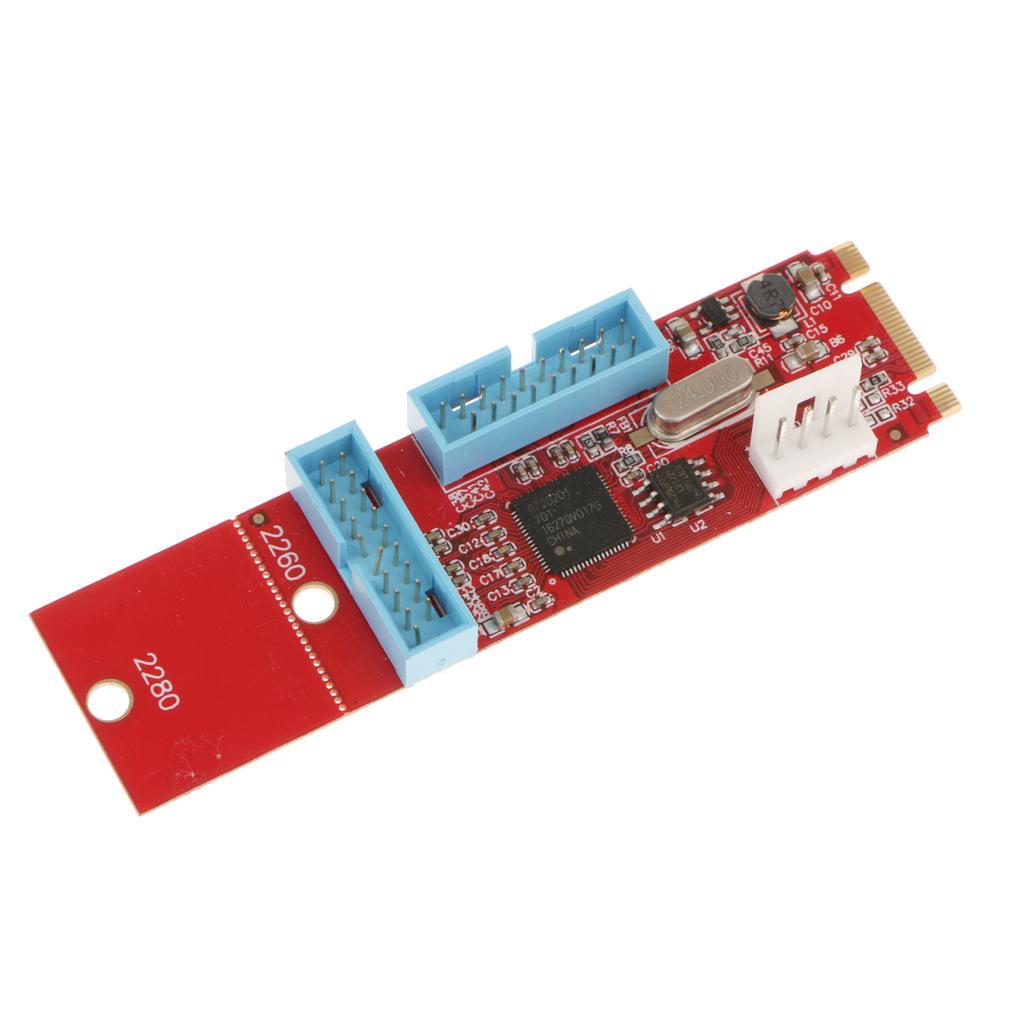 2 Port 19Pin USB3.0 To  M.2  Key Adapter Converter Card