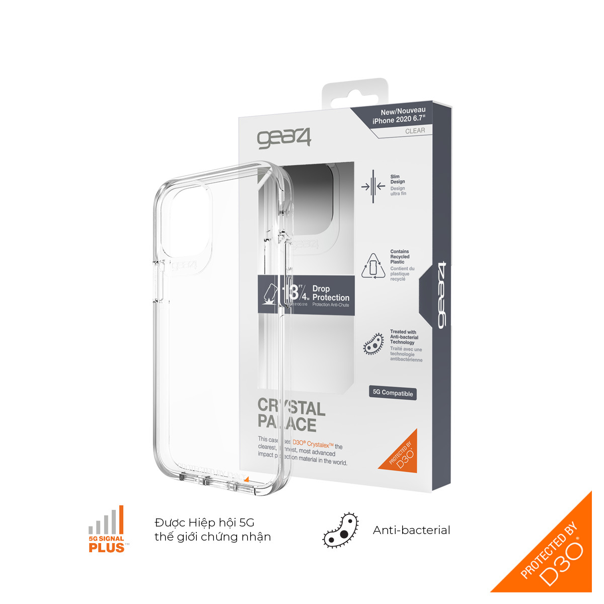 Ốp lưng chống sốc GEAR4 D3O Crystal Palace dành cho iPhone - Hàng chính hãng