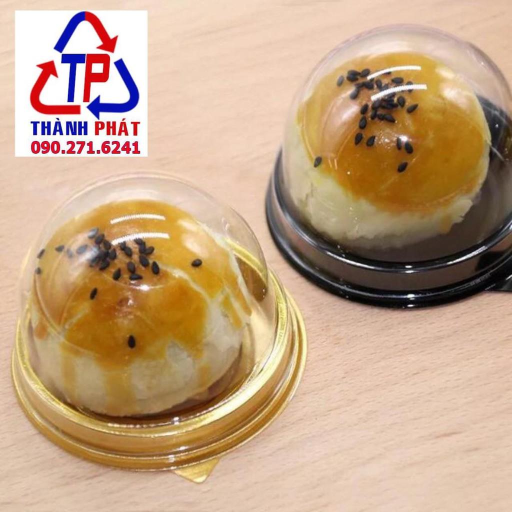100c Hộp nhựa tròn đế đen - Hộp đế đen nắp cầu đựng bánh đài loan - Hộp nhựa XY68
