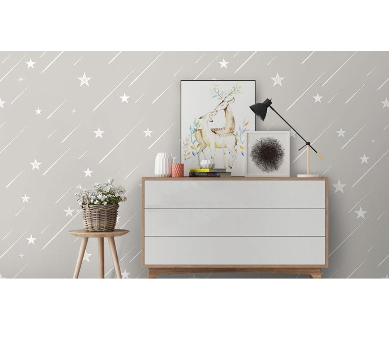Combo 10 mét giấy dán tường, decal dán tường trang trí nhà cửa SAO BĂNG XANH NHẠT khổ 45cm