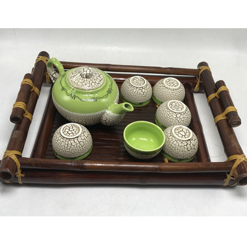 Bộ bình trà men rạn trứng xanh lá MNV-BT198-1