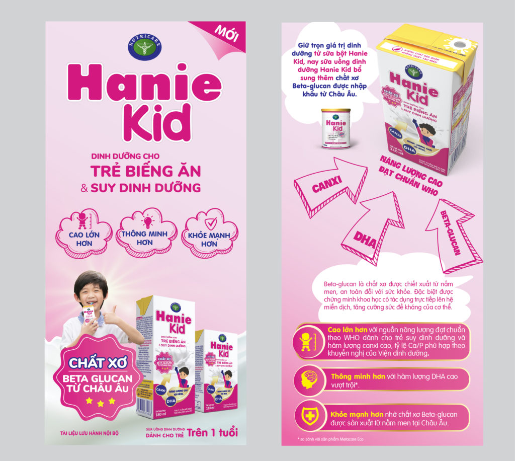 Thùng sữa bột pha sẵn Nutricare Hanie Kid - dinh dưỡng cho trẻ biếng ăn & suy dinh dưỡng trên 1 tuổi (110ml x 48 hộp)