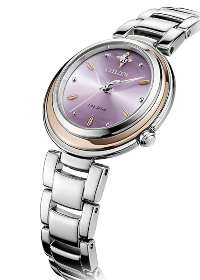 Đồng Hồ Nữ Citizen Đính Kim Cương Dây Thép Không Gỉ EM0588-81X - Mặt Hồng (Sapphire)