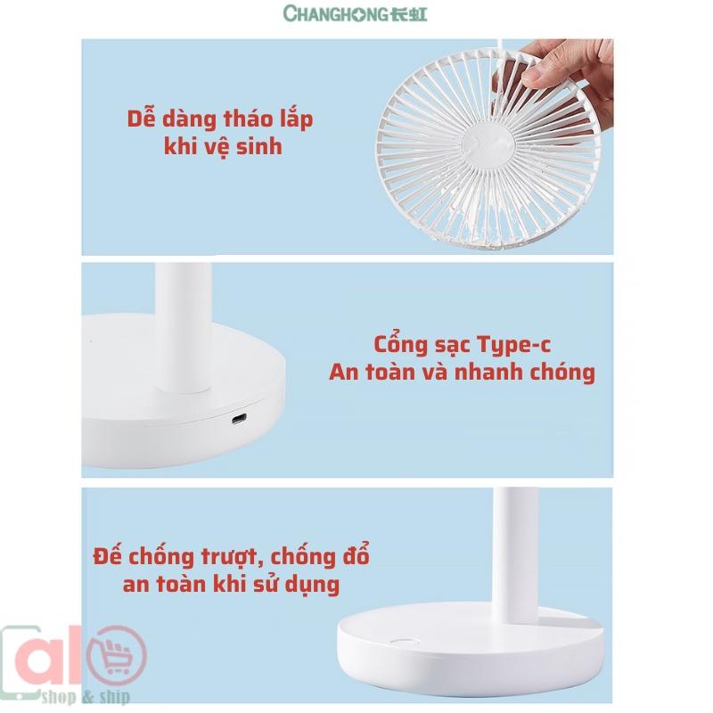 Quạt Mini Tích Điện Để Bàn Pin Siêu Bền 10000mA = 64h Xông Tinh Dầu Tự Động Quay Trái Phải đường kính 16cm