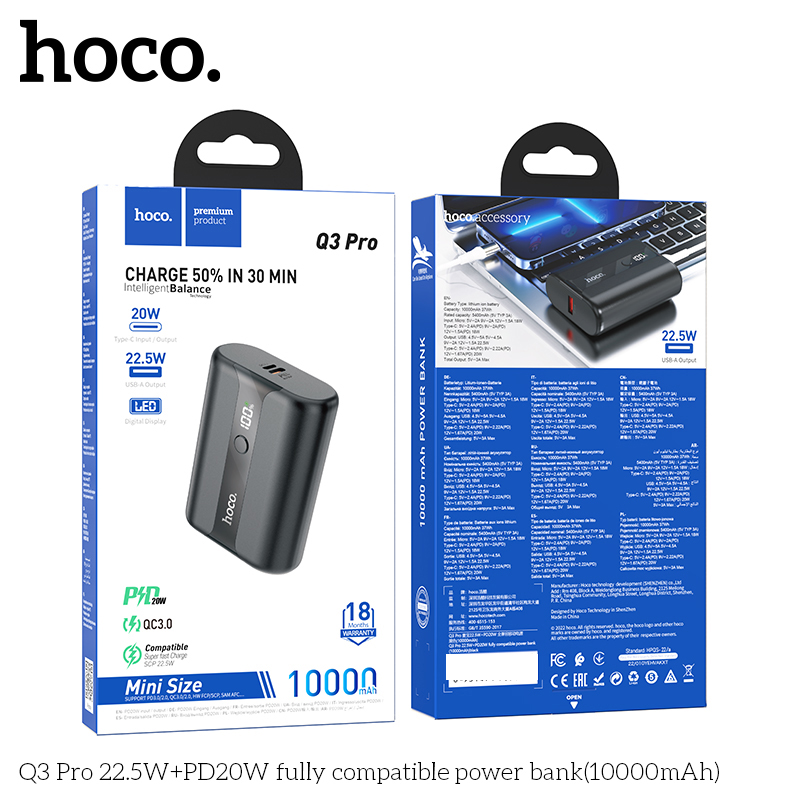 Pin Sạc Dự Phòng Q3 Pro Có Lcd 22.5W Pd20W 10000Mah Cao Cấp Hàng Chính Hãng