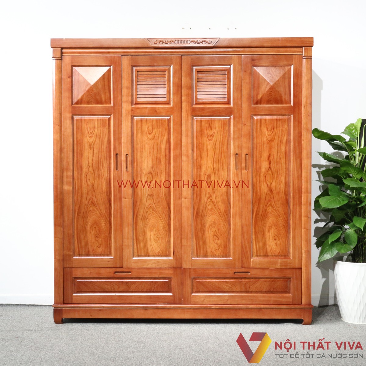 Tủ Áo 4 Cánh Gỗ Hương Đá Cao Cấp Đẹp Giá Rẻ