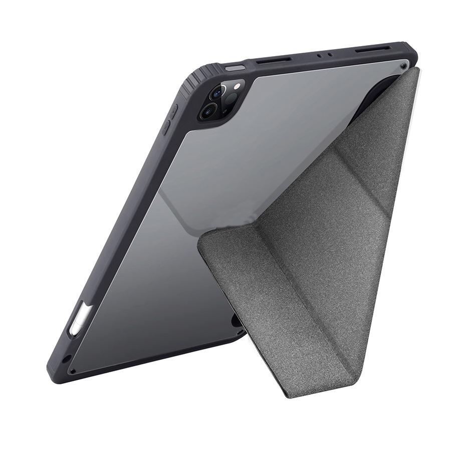 Ốp Ipad UNIQ Moven Antimicrobial Charcoal Grey Cho iPad Pro 12.9 Inches Đẹp Trong Suốt Có Khay Bút