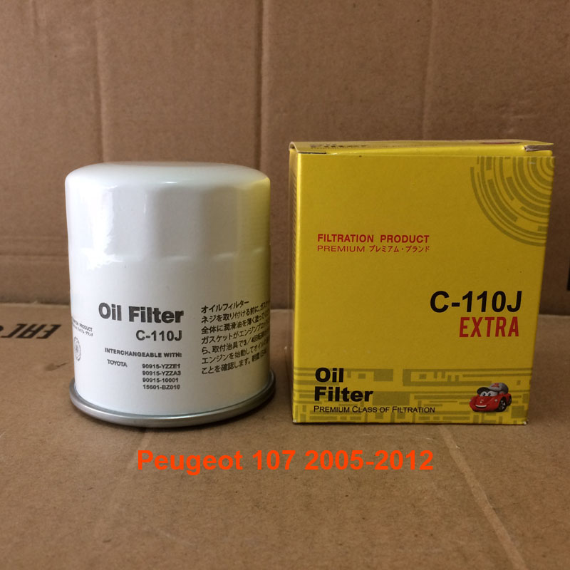 Lọc nhớt cho xe Peugeot 107 1.0 2005, 2006, 2007, 2008, 2009, 2010, 2011, 2012 1613181380 mã C110J-3