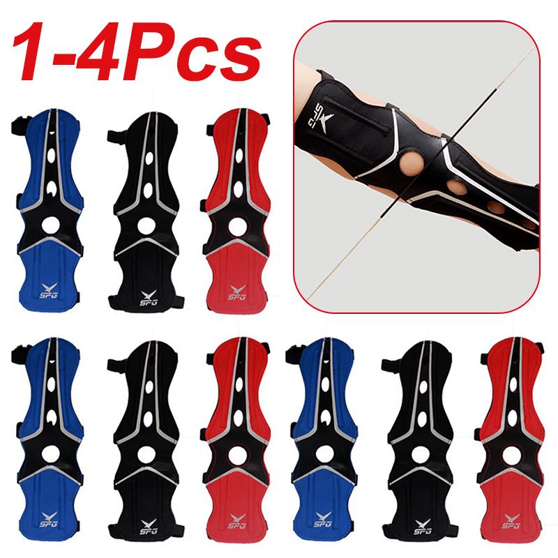 1-4PCS Bắn cung bảo vệ cánh tay bảo vệ nhẹ Nylon cẳng tay tay áo Điều chỉnh dây đeo thoải mái Phụ kiện đào tạo bền bỉ Color: 2Pcs Blue