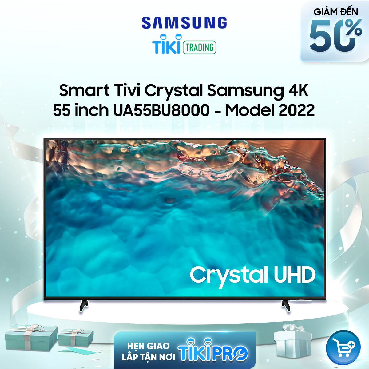 Nhập mã CECAMP300KD1 giảm300k cho đơn 8500kSmart Tivi Crystal Samsung 4K 55 inch UA55BU8000 - Model 2022